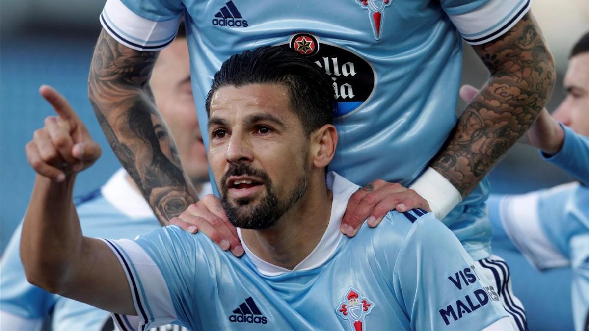 Nolito festeja el gol del Celta al Getafe