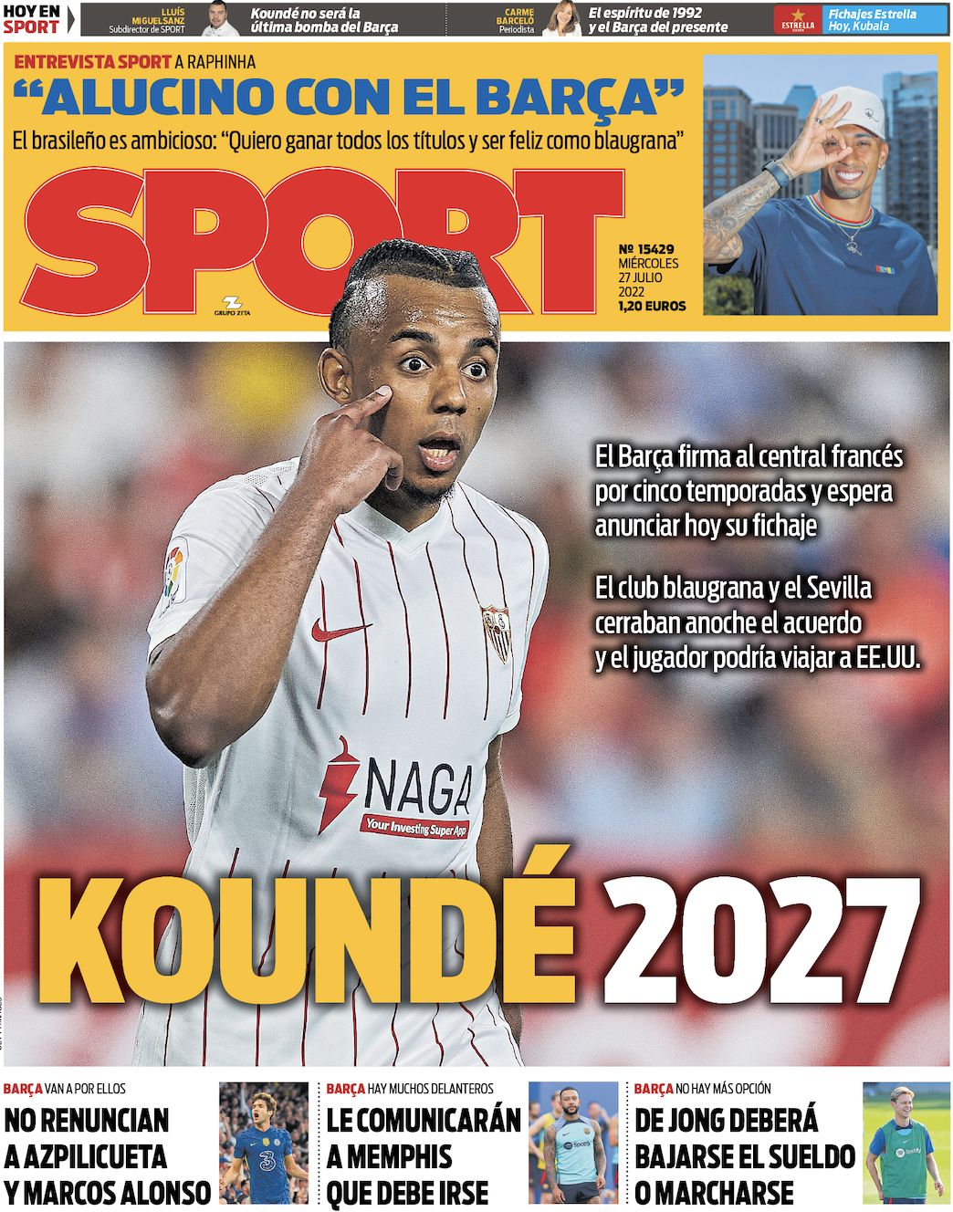 &quot;Koundé 2027&quot;, la portada del Diario SPORT