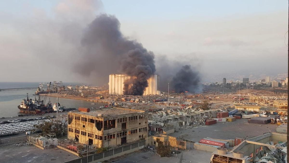 Large explosion in harbor area rocks Lebanon Large explosion in harbor area rocks Lebanon