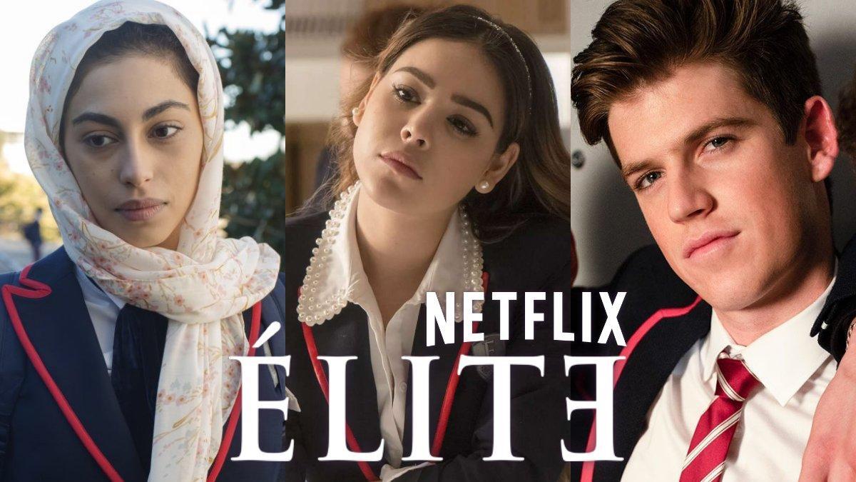 Nadia (Mina El Hammani), Lucrecia (Danna Paola) y Guzmán (Miguel Bernardeau), protagonistas de la primera temporada de 'Élite', la exitosa serie juvenil de Netflix