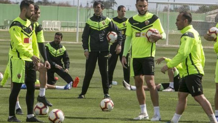 Gonzalo Verdú, Nino, Pacheta, Iván Sánchez y Borja, durante un entrenamiento.