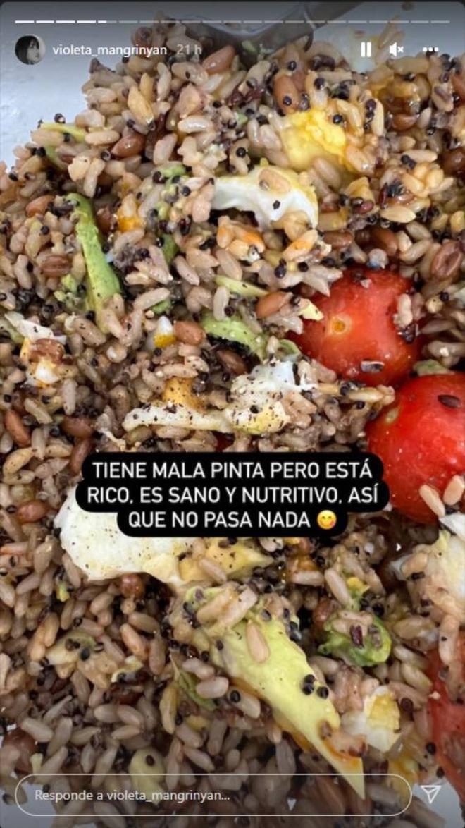 La cena de Violeta Mangriñán compartida en los Instagram stories