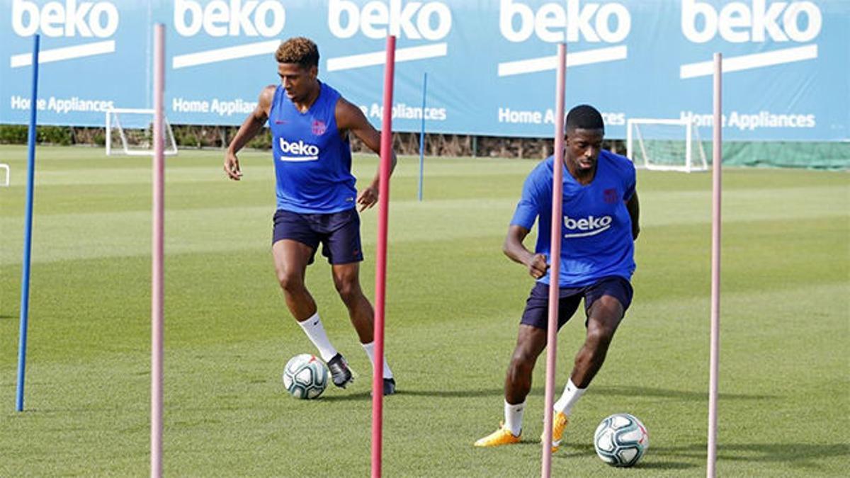 Así ha sido el duro entrenamiento de Dembélé y Todibo