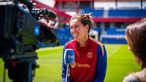 Mariona Caldentey durante el media day previo al partido contra el Chelsea