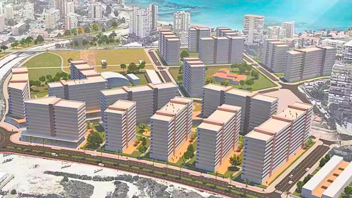 Representación de la actual propuesta de edificación para la Albufereta realizada por las empresas Aliseda, Culmia y TAMA Studio.