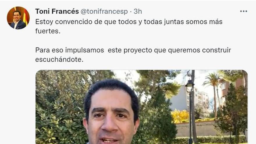 Toni Francés anuncia su candidatura a través de Twitter.