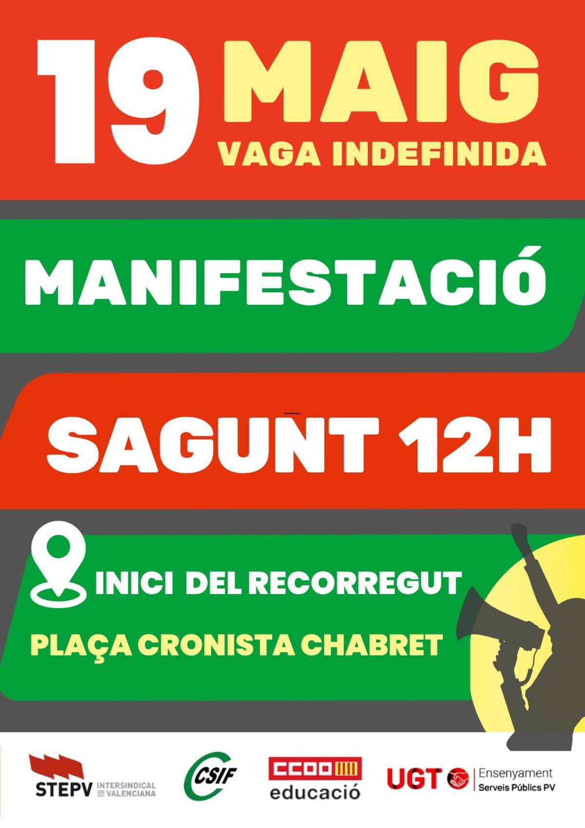 Manifestación huelga educativa Sagunt.