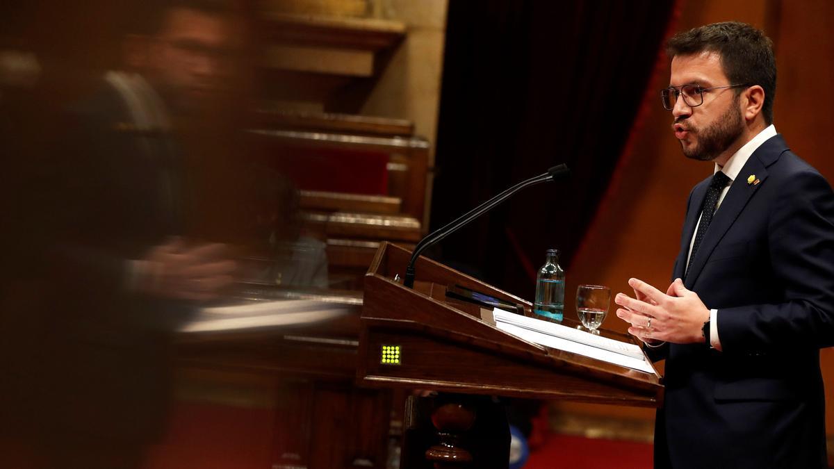 Pere Aragonès en su sesión de investidura en el Parlament
