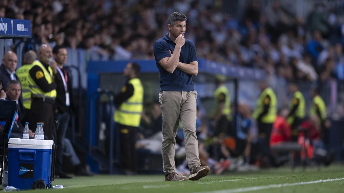 Juanfran Funes en uno de los partidos del Málaga CF.