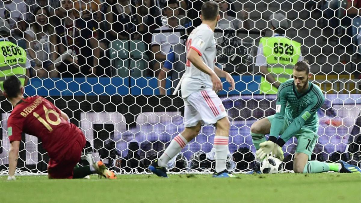 De Gea, en la acción del fallo tras el disparo de Cristiano Ronaldo