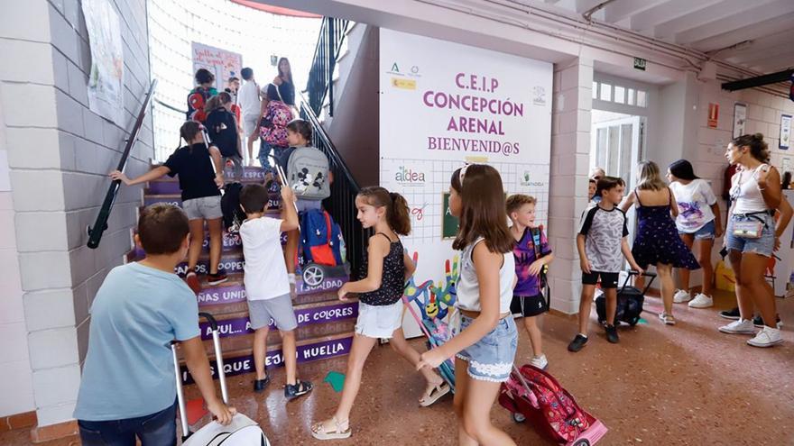 Alumnos de Educación Primaria de un colegio de la capital, durante el inicio del curso 2022-23.
