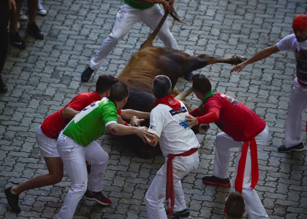 Accidentado quinto encierro de San Fermín 2018.