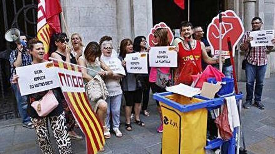 Manifestació dels treballadors d&#039;Eulen, el juny del 2018.