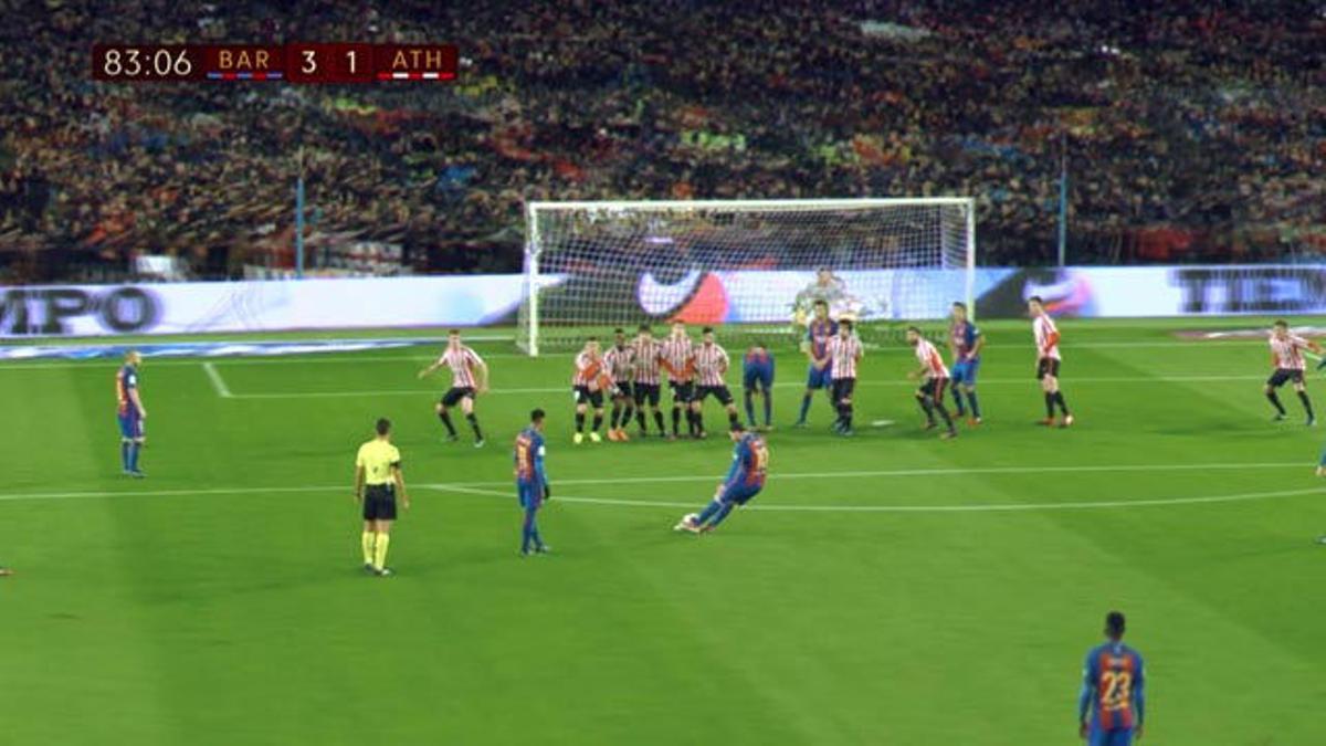Vídeo Resumen de la falta magistral de Leo Messi contra el Athletic en 360 grados