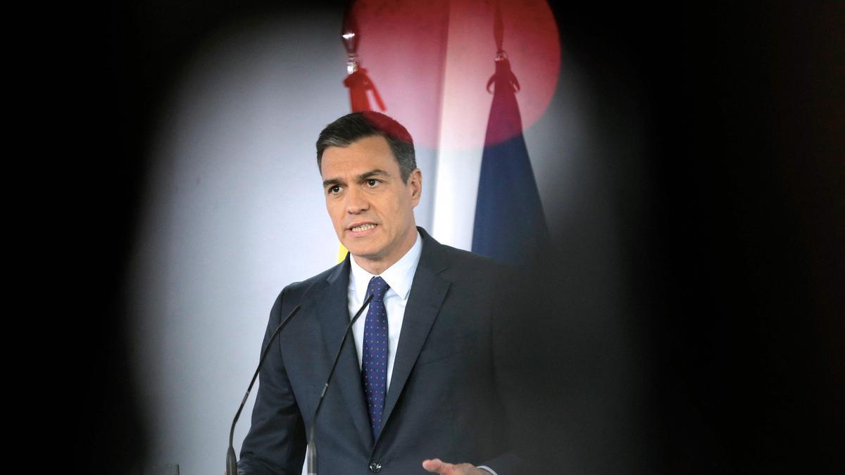 El presidente del Gobierno, Pedro Sánchez, en una comparecencia.