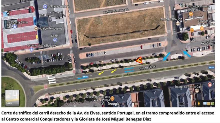 Un tercer carril de giro, en la avenida de Elvas