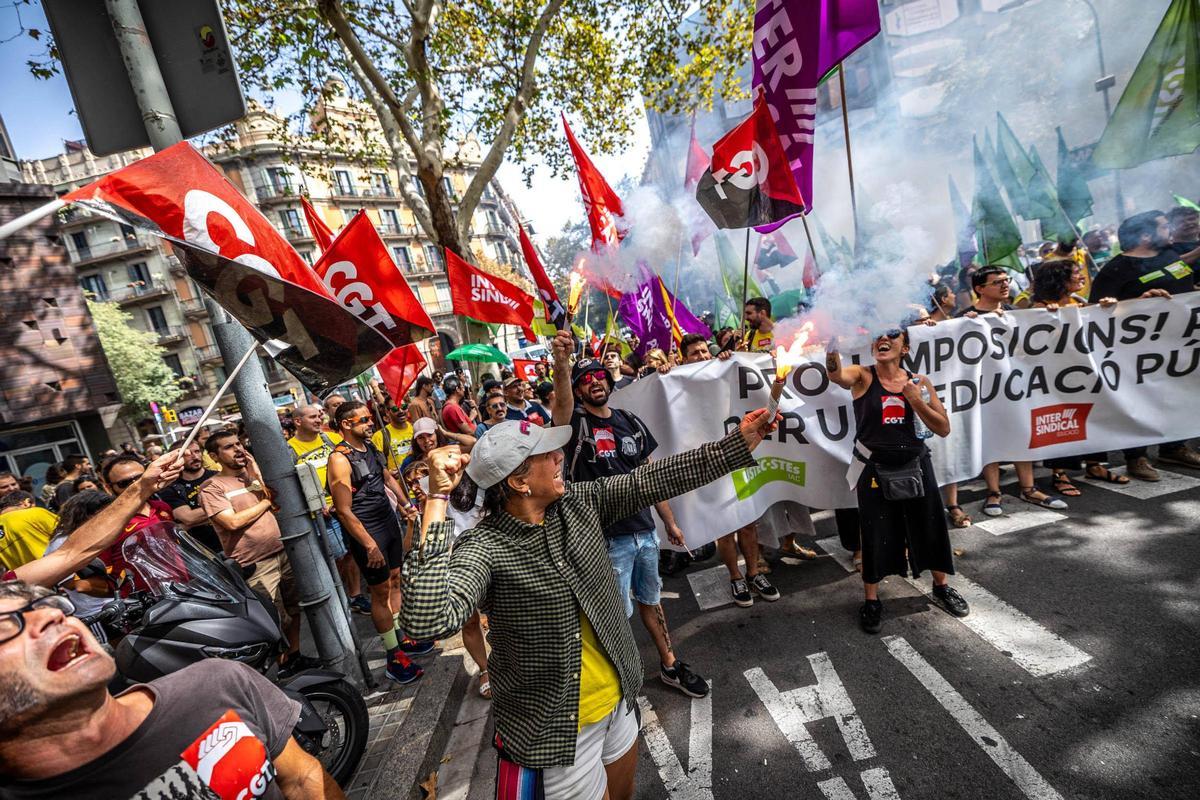 Protesta del colectivo docente catalán.
