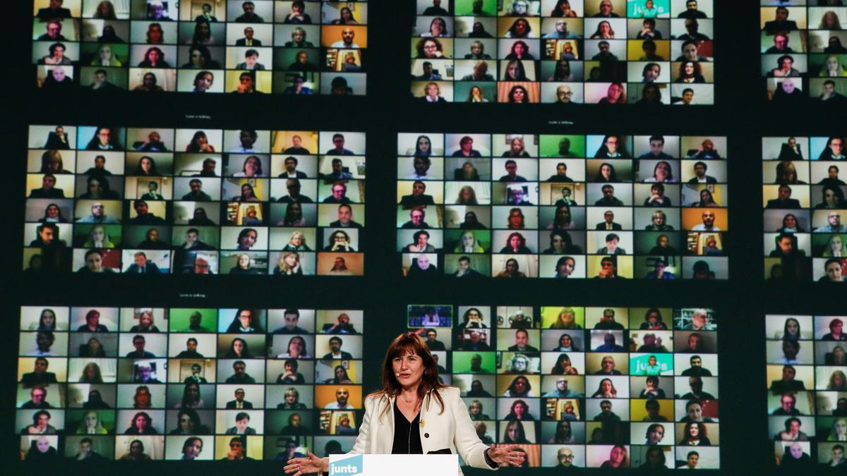 Laura Borràs, en un acto de campaña de JxCat