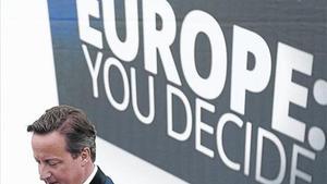 El primer ministro británico, David Cameron, en un acto electoral.