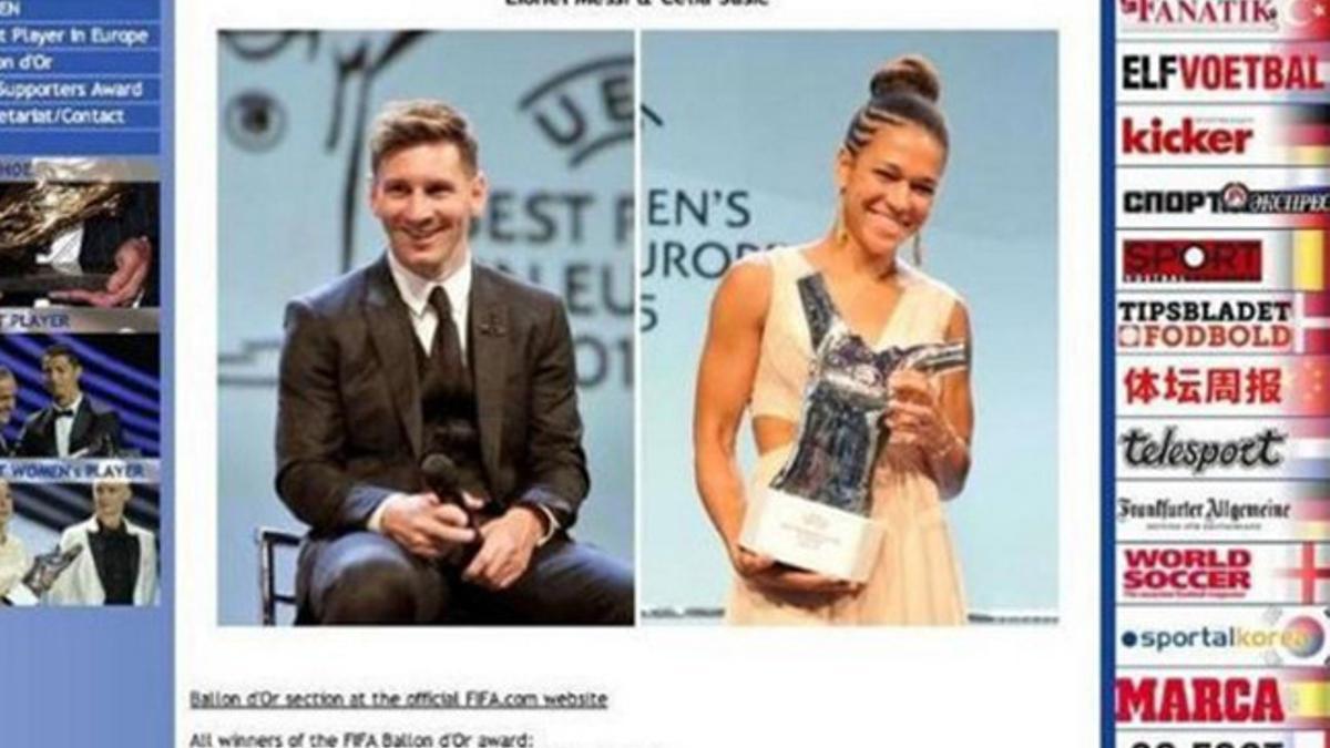 La imagen que da a Messi y Sasic como ganadores del Balón de Oro 2015