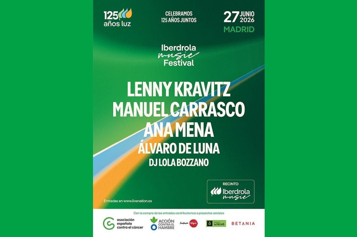 Cartel del Iberdrola Music Festival, que celebra los 125 años de Iberdrola