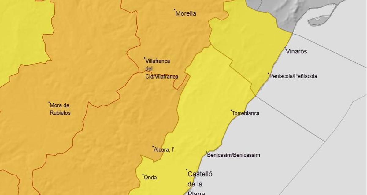 Castellón estará en alerta naranja y amarilla este lunes 10 de agosto