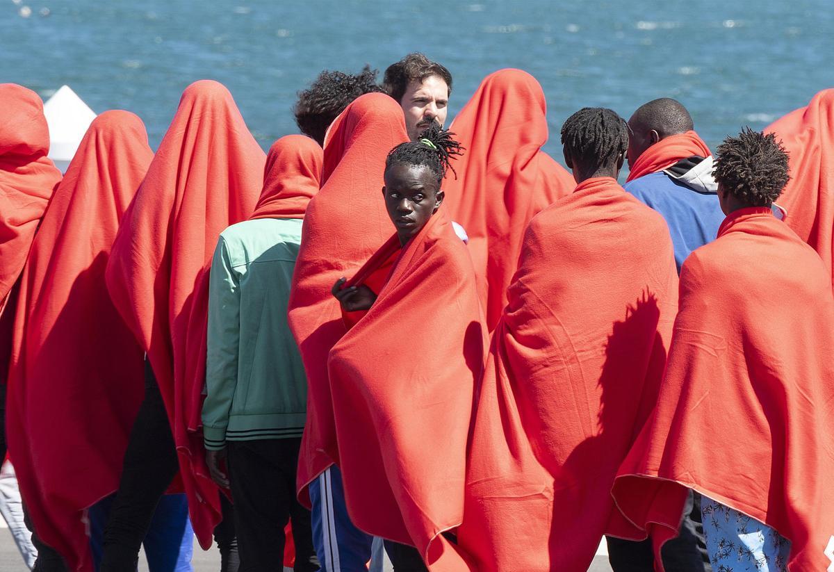 Un grupo de migrantes en su llegada a Canarias.