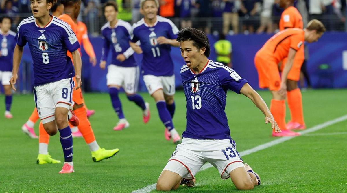 Nakamura celebra el tanto del empate ante Países Bajos