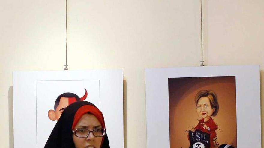 Exposición de caricaturas contra el EI que se celebra en Teherán.