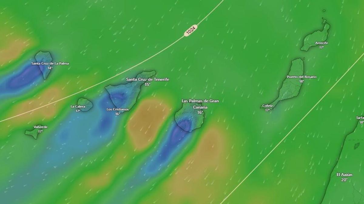 La Aemet pronostica nubes y lluvias débiles en el norte de las islas y vientos fuertes este domingo en Canarias