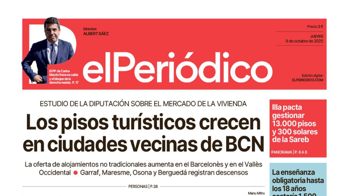La portada de EL PERIÓDICO del 9 de octubre de 2025