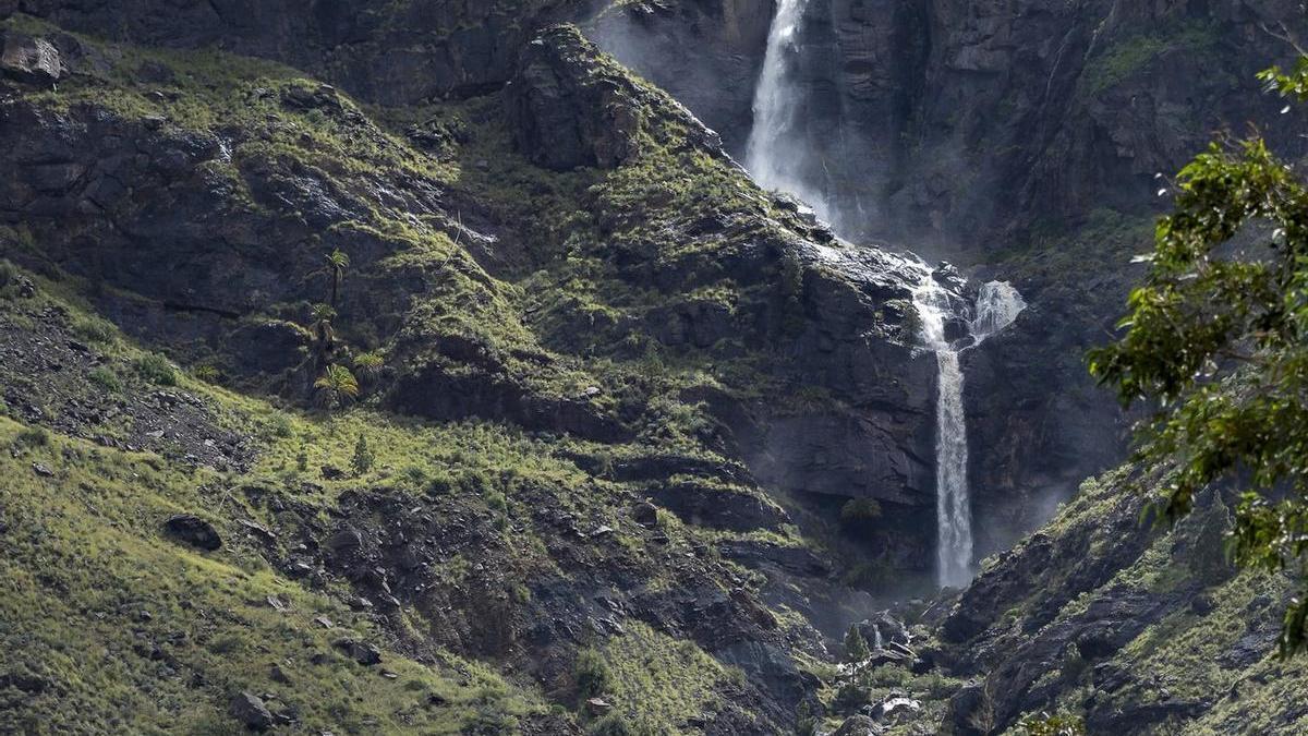 Presa de Las Hoyas tras las lluvias de la borrasca Therese en Gran Canaria