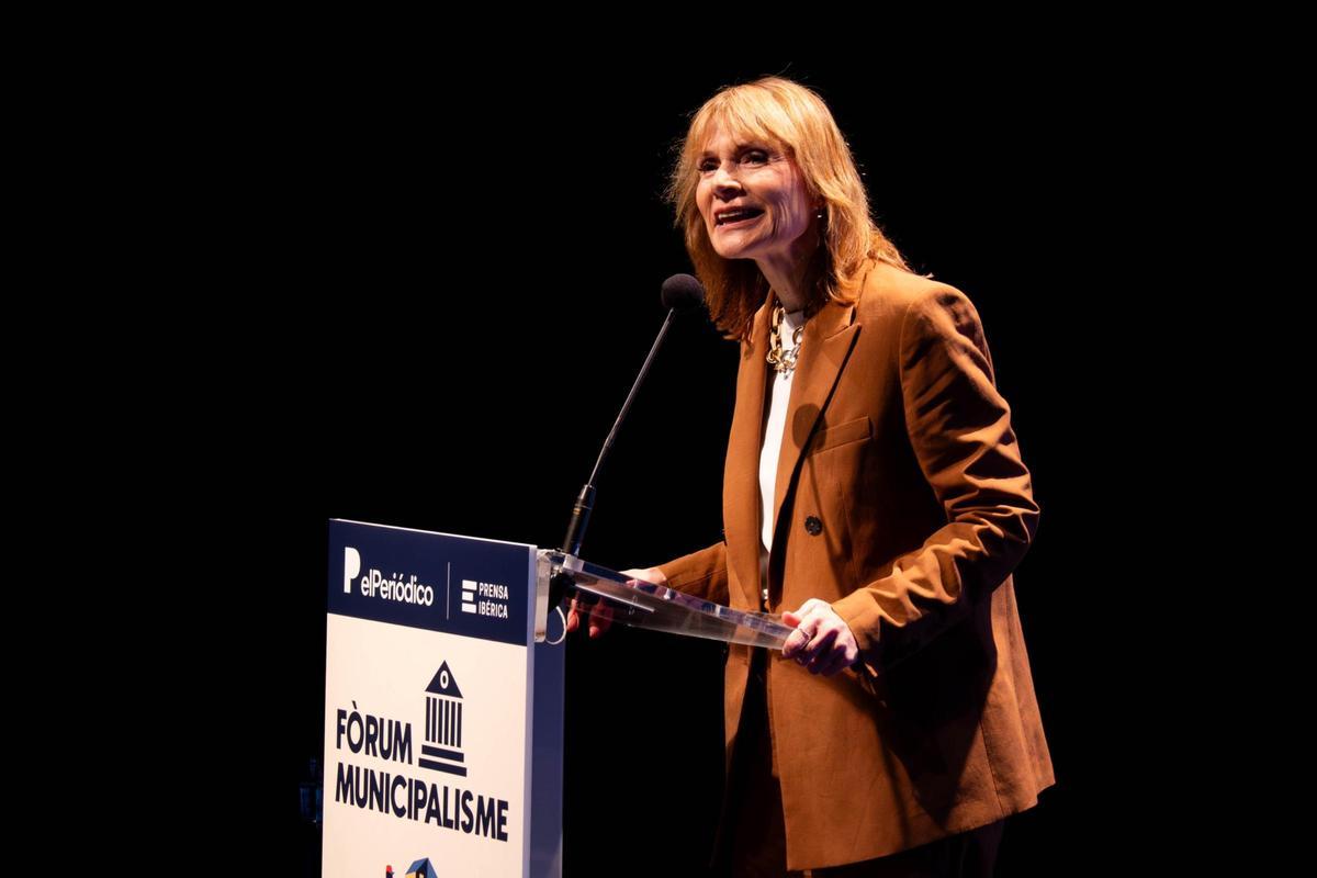 La presidenta de la Diputació de Barcelona y alcaldesa de Sant Boi de Llobregat, Lluïsa Moret, durante su intervención en el Fòrum Municipalisme