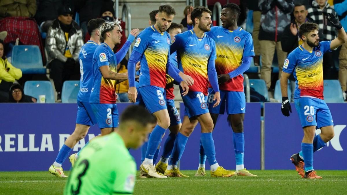 El Andorra celebra uno de sus goles