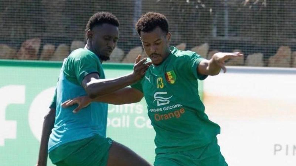 Thierno Arévalo, durante un entrenamiento con la selección de Guinea.