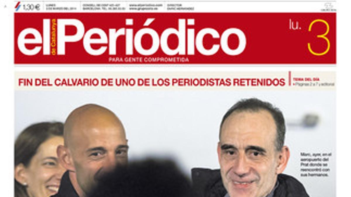 La portada de EL PERIÓDICO (3-3-2014).