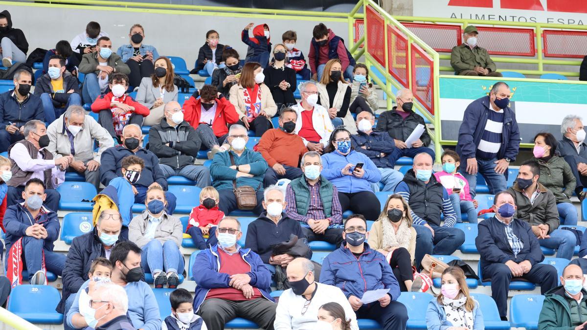 Aficionados del Deportivo Don Benito durante un partido en el Vicente Sanz.