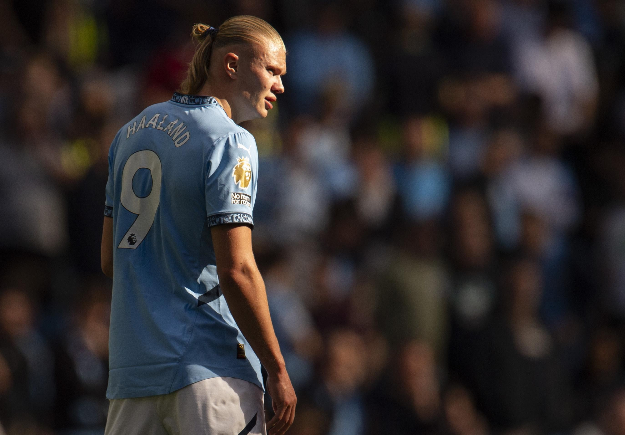 Erling Haaland durante el partido entre el Manchester City y el Brentford.