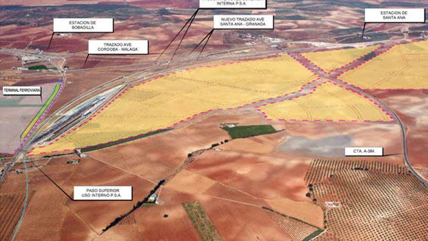 Imagen de los terrenos que ocuparía las instalaciones del puerto seco en Antequera.
