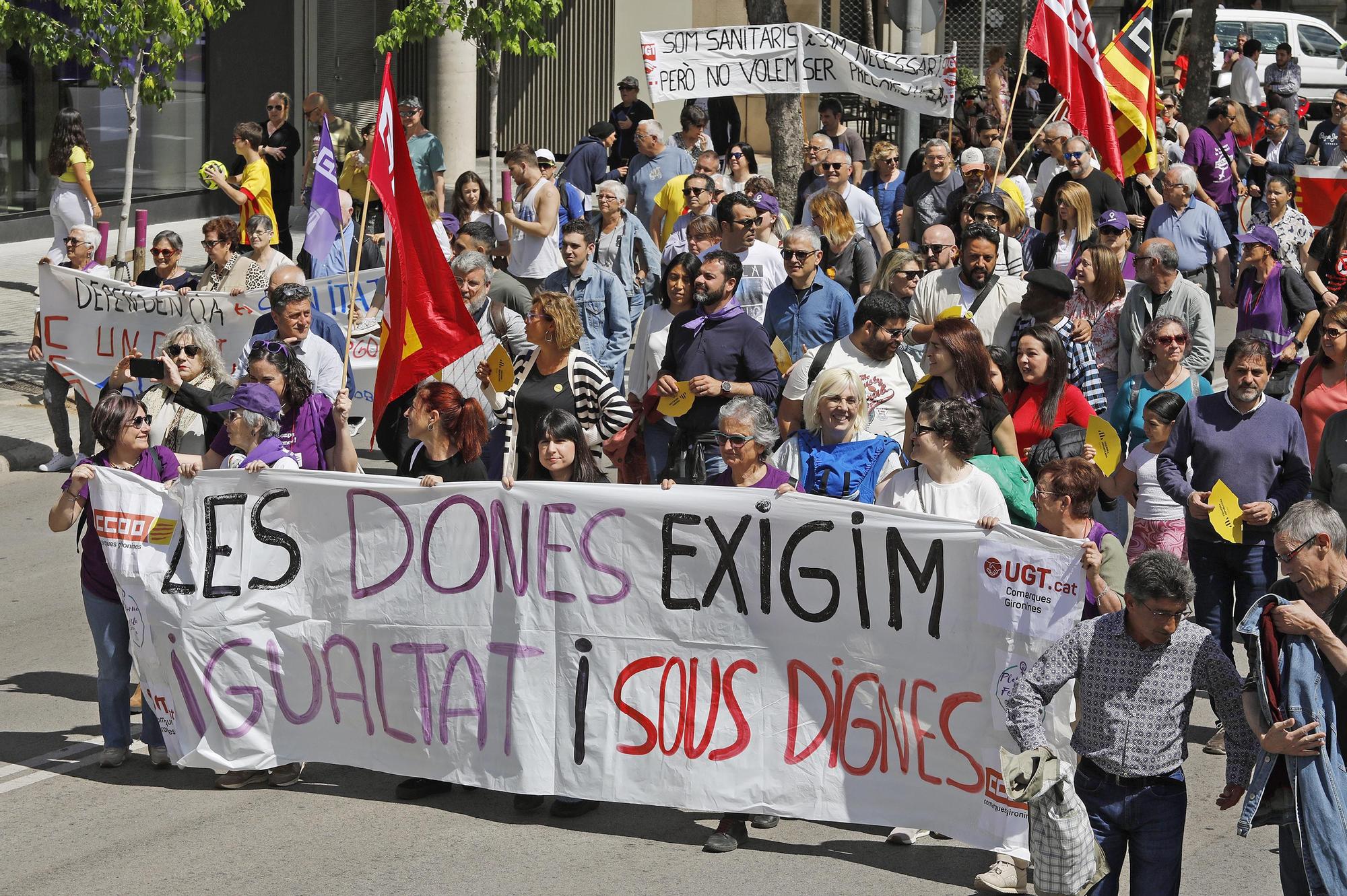 Manifestació de l'1 de maig a Girona