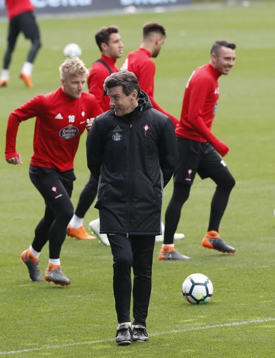 Juan Carlos Unzué dispone el último entrenamiento de su equipo antes del viaje a Butarque.