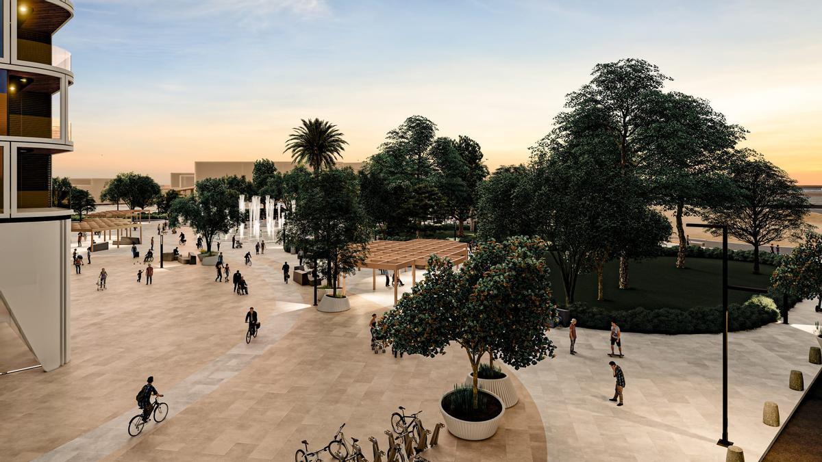 Aspecto del parque reconvertido en plaza del plan urbanístico