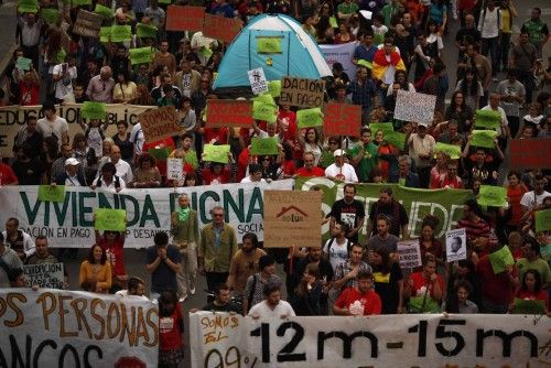 Demonstrators march on the second anniversary of the 15M movement in Malaga