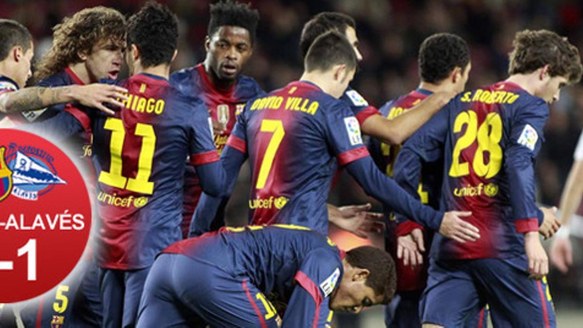 El Barça pudo celebrar un trabajado triunfo ante un combativo Alavés