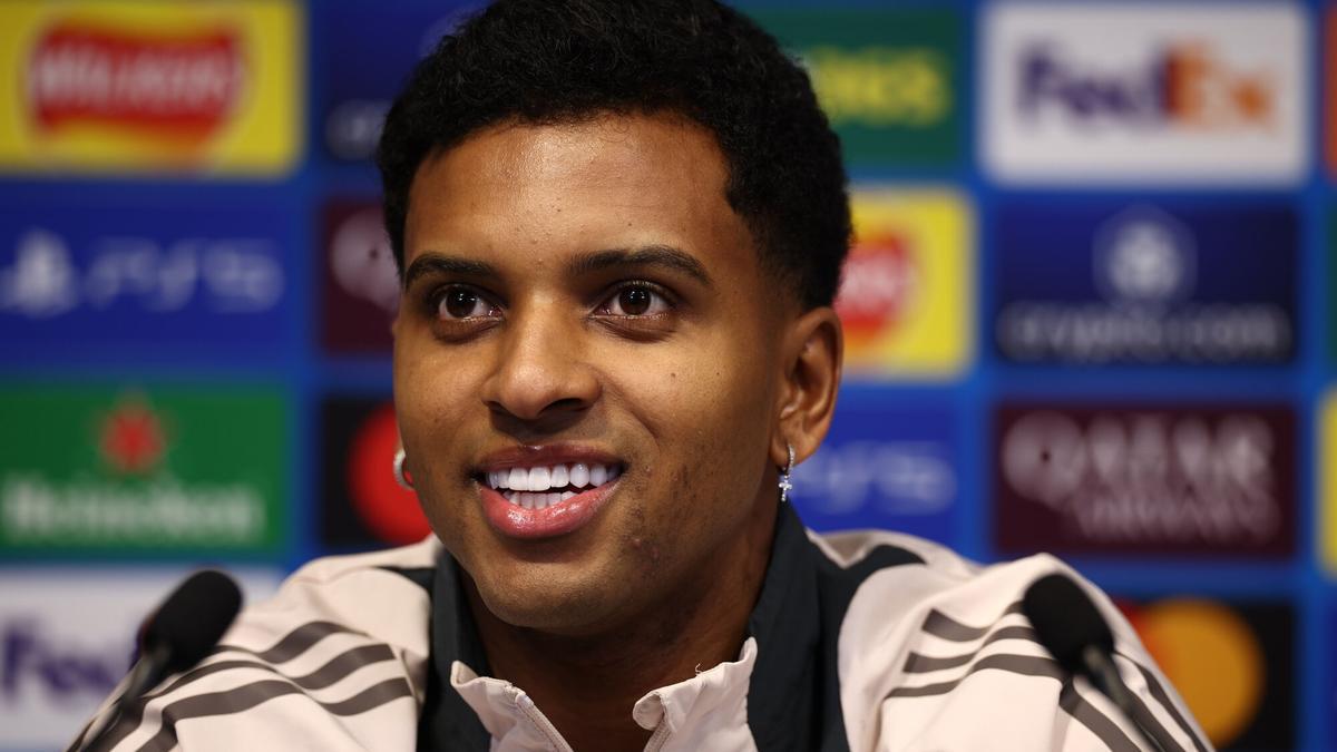 Rodrygo Goes, jugador del Real Madrid, en rueda de prensa.