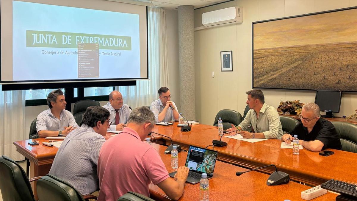 Reunión de este martes de las organizaciones agrarias con el consejero de Agriultura.