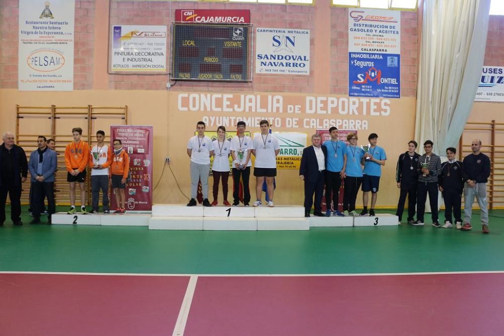 Final regional de tenis de mesa en Calasparra