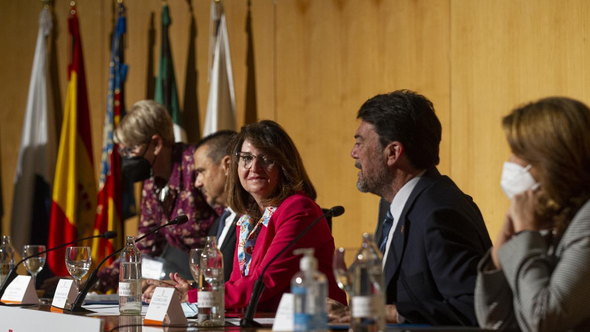 Imagen de la mesa inaugural de las jornadas que se celebran lunes y martes en la Universidad de Alicante