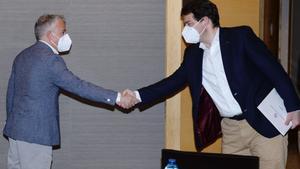 El candidato de Soria ¡YA!, Ángel Ceña, se reúne con Alfonso Fernández Mañueco.