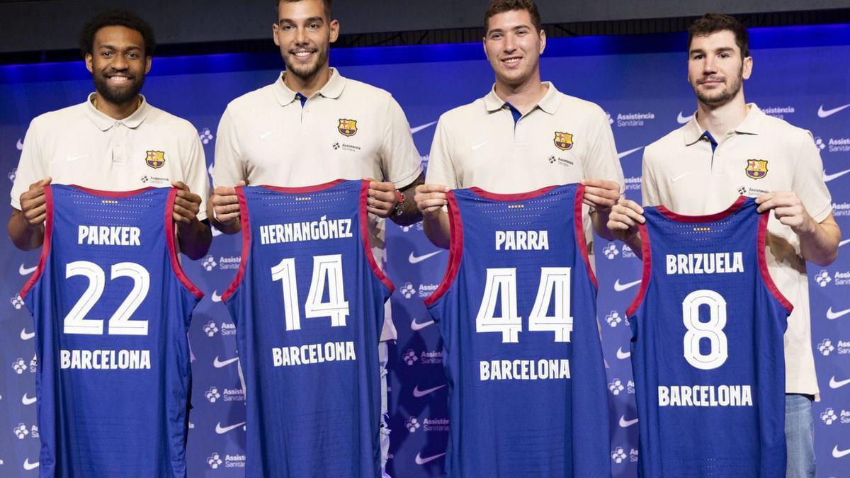 Jabari Parker, Willy Hernangómez, Joel Parra y Brizuela, ayer en su presentación oficial.